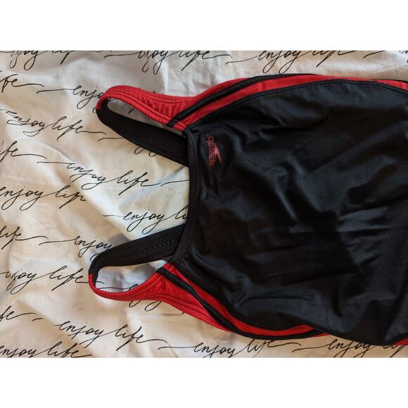 Speedo One Piece Swimsuit Black Red Women's Size 12 - Picture 3 of 8